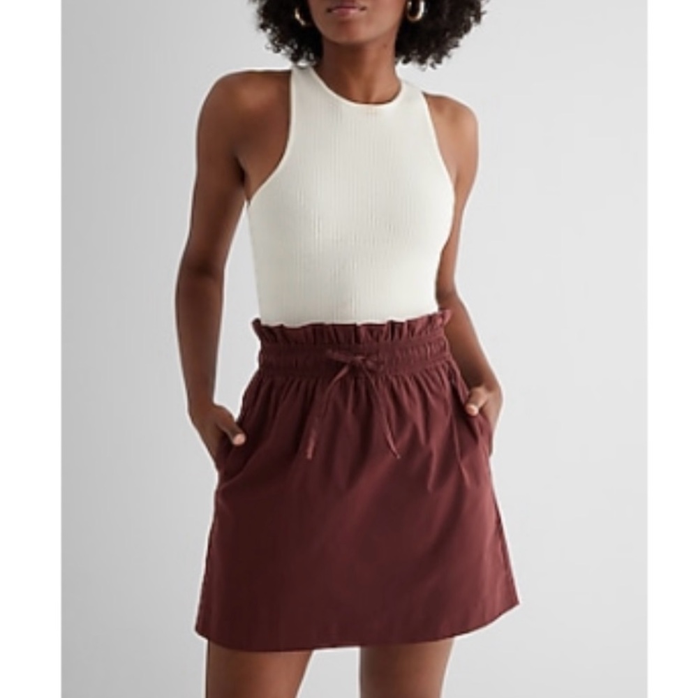 Express paper bag waist brown skirt XL